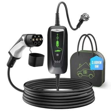 Teskee Typ 2 Ladekabel Schuko 3,68kW Tragbare EV Ladegerät 10/13/16Amp 6 Meter 1-Phasig IP65 IEC 62196-2