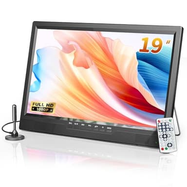DESOBRY 19-Zoll Fernseher, Mini-Fernseher mit integriertem, 1080P Kleiner Fernseher mit Antenne, digitaler DVB-T2-Tuner, HDMI AV USB, Portable Auto tv für Camping, Wohnmobil, küchen