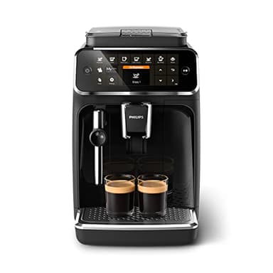 Philips Series 4300 Kaffeevollautomat – Klassischer Milchaufschäumer, 5 Kaffeespezialitäten, Intuitives Display, Glänzendes Schwarz (EP4321/50)