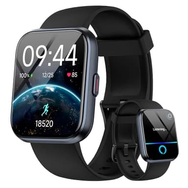 Smartwatch Herren Damen, 1.8" Smart Watch mit Telefonfunktion/Alexa, Fitnessuhr mit Herzfrequenz/Schlafmonitor, IP68 Wasserdicht Smartwatch für iPhone/Android, Uhren Herren Schrittzähler