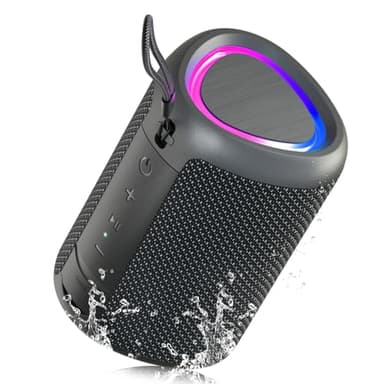 UOHHBOE Bluetooth Lautsprecher Kleine Musikbox Bluetooth 5.3 15W mit TWS Modus RGB Lichtern 30 Meter Reichweite 15 Stunden Spielzeit AUX & TF Karten Kompatibilität IPX5 Wasserdicht