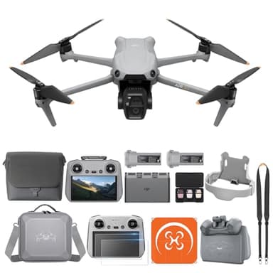 DJI Air 3S Fly More Combo (RC 2 Fernsteuerung mit Bildschirm) mit Vielseitiges Zubehör, Drohne mit 1" CMOS Weitwinkel & mittlerer Telekamera, 4K/60fps, omnidirektionale Erkennung & 3 Akkus