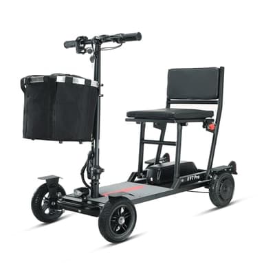 Freejoyer F7pro Elektromobil für Senioren Faltbarer Seniorenmobil Mobilitätsroller, 4 Räder Leichtgewicht Seniorenmobil mit Körbchen (Schwarz)