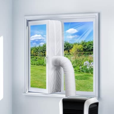 400cm Fensterabdichtung für mobile Klimaanlage & Ablufttrockner, Fensterdurchführung ohne Bohren, Abdichtung für Abluftschlauch, passend für Kippfenster, Schiebefenster & Dachfenster
