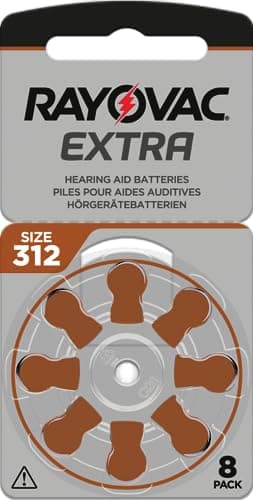 80 x RAYOVAC Extra Hörgerätebatterien Typ 312 - PR41 - Farbcode braun – 1,45 Volt - 80 Stück (10 x 8 Batterien)