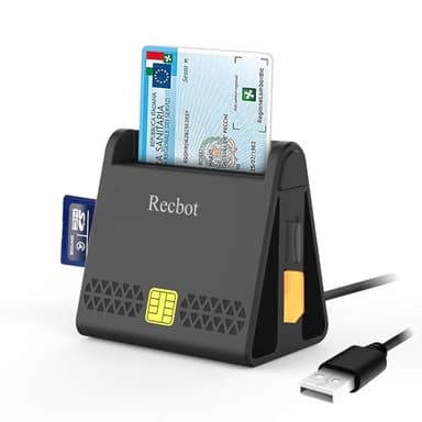 Recbot Digitaler Smart-Card-Leser, Smartcard-Leser, Gesundheitskarte, CNS Smartcard-Leser, 4-in-1-SD-Kartenleser, Micro SD/TF, MMC und SIM-Karte, kompatibel mit Windows 10 und Windows 11