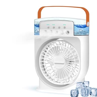Journeyside Klimaanlage Mobil 4 In 1, Mini Klimaanlage Tragbare Kleine Luftkühler Beigefügt mit 600ML Klimagerät, Portable Air Conditioner mit 3 Modi & Bunt Licht, Raumkühler für Räume Büro