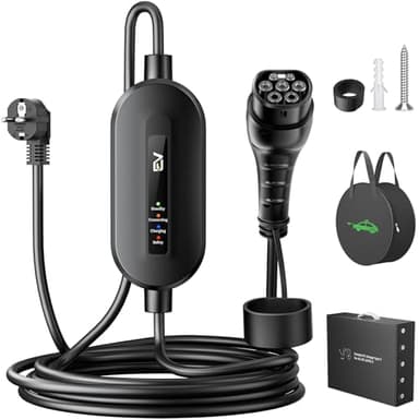 EVJUICION Ladekabel Elektroauto Typ 2 Schuko 3,68kW[1-phasig, 6m, 16A, IP67], EV Chargers mit Anzeigeleuchte, EV Ladegerät für ID.3/4, X1, 5ER, Model Y/3, und Anderen EV(Strom Nicht einstellbar)