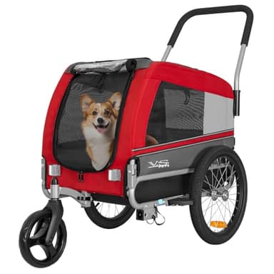 Tiggo VS Pets Medium Hundeanhänger & Buggy 2in1 Fahrradanhänger Hundebuggy Jogger 80204 (ROT)