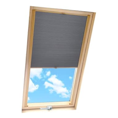 Home-Vision® Dachfenster Verdunkelung Premium Wabenplissee Doppelplissee mit Bohren Dachfensterkompatibel (Weiß-Graphit für U08 - Holzfarben) Zweifarbig Blickdicht Sonnenschutz, Montage inkl