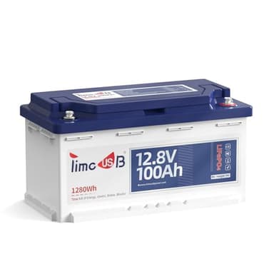 Timeusb Lithium Batterie 12V 100Ah LiFePO4 Akku H190, Max.15000 Zyklen,100A BMS 1280Wh, Wohnmobil-Untersitz-Batterie mit Höhe 189mm für Campervan Wohnmobil Wohnwagen RV Solaranlage Boot