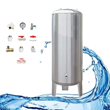 guoyjmm Druckbehälter Druckkessel 60 100 160 200 250 300 L Wasserspeicher Drucktank 220v, Edelstahl Hohe Vordruckbehälter Tragbar, Druckspeicher,250L/66Gal-50x135cm