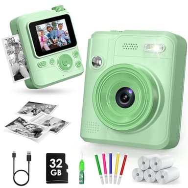 Gofunly Sofortbildkamera Kinder, 1080P HD Kinderkamera Sofortbildkamera mit 32GB Karte & DruckerPapier, Kamera Kinder Sofortdruck Kinderspielzeug Geschenke für Jungen und Mädchen 3-12 Jahre