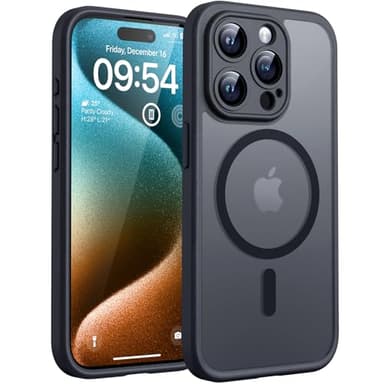 TOCOL 3 in 1 für iPhone 15 Pro Hülle für Mag-Safe, mit 2X Schutzglas [Vollständiger Kameraschutz] [Schutz in Militärqualität] Stoßfest Handyhülle für iPhone 15 Pro Case, Schwarz