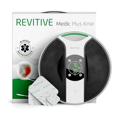 Revitive Medic Plus Knie Durchblutungs-Stimulator | Bekämpft Knie- und Beinschmerzen sowie Schwellungen zwischen Fuß und Oberschenkel | medikamentenfrei, Schwarz, Weiß, Grün