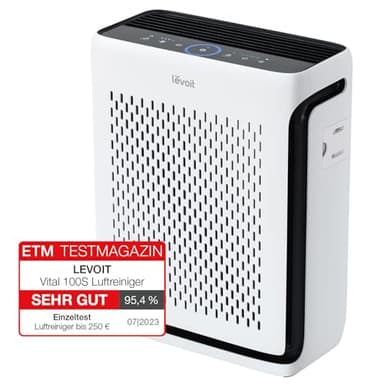 LEVOIT HEPA Luftreiniger, Air purifier mit Lichtsensor und waschbarem Vorfilter, 23 dB, CADR 243 m³/h, Wohnung bis 52 m², entfernt 99,97 % von Staub, Pollen, Tierhaaren & Gerüchen, Tiermodus