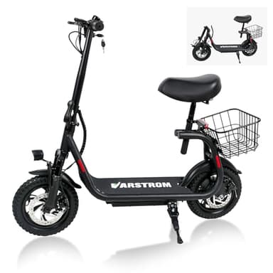 Elektroscooter mit Sitz für Erwachsene, 500W Motor, 36V 13Ah Akku, 35 km Reichweite, Verstellbarer Sitz & Korb, doppelte Scheibenbremsen, Vorderradfederung, straßenzugelassen, Tempomat, Nullstart