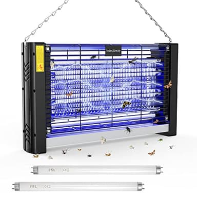 Insektenvernichter Elektrisch, mit Doppeltem Raster, XXL, 2400 V 20W, 2 T8-Lampen, Innenbereich Mückenfalle, Fliegenfalle, Mückenlampe, Hakendesign, geeignet für Haus, Terrasse
