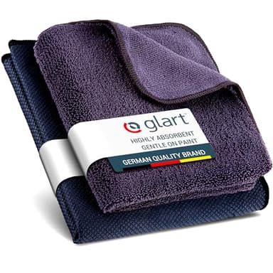 Glart H4432K 2er Set Mikrofasertücher Haushalt Tücher Glas- und Möbeltücher für Gläser, Scheiben, Hochglanzküchen, Küchenfronten, 60x40 cm und 32x32 cm, Microfasertücher statt Baumwolle