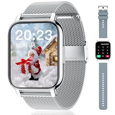 Popglory Smartwatch mit Telefonfunktion, Fitnesstracker 2 Zoll Touch-Farbdisplay,Blutdruckmessung Herzfrequenz Schlafmonitor SpO2, Sportuhr IPx8 Wasserdicht Schrittzähler für Damen Herren