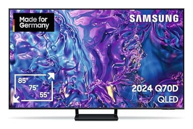 Samsung QLED 4K Q70D Fernseher 65 Zoll, AI Quantum Prozessor 4K, AI Upscaling, Tizen OS, Motion Xcelerator 120 Hz, Smart TV, KI TV, GQ65Q70DATXZG, Deutsches Modell [2024]