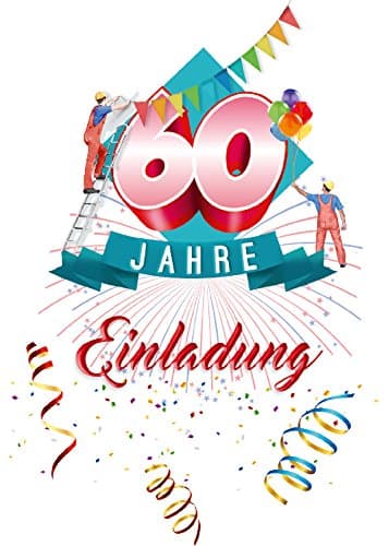 Einladungskarten runder Geburtstag. Postkarten 20 Stück im Set. Einladung zum 60 Geburtstag mit Text auf der Rückseite. Ausfüllen, überreichen oder mit der Post verschicken. (60 Geburtstag - 20 Stück)