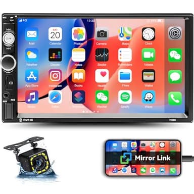 CAMECHO 2 Din Bluetooth Autoradio mit 7 Zoll Bildschirm Radio Mirror Link FM USB/AUX in/SD Doppel Din Autoradio Telefon mit Rückfahrkamera