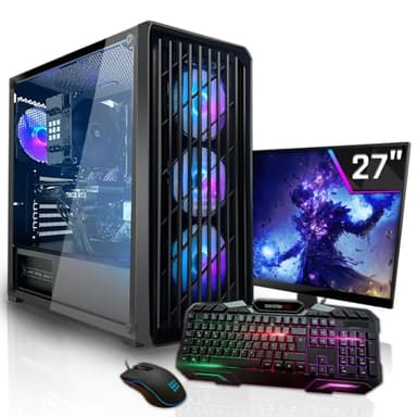 SYSTEMTREFF Basic Gaming Komplett PC Set AMD Ryzen 7 8700G 8x5.1GHz | AMD Radeon 780M 4K HDMI DX12 | 1TB M.2 NVMe | 32GB DDR5 RAM | WLAN Desktop Paket Computer für Gamer, Gaming