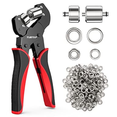 TUBTAP Profi Ösenzange Set Ösenzange-WerkzeugSet mit 500 Ösen (Ø 10mm) Ösenzange für Stoffe, Planen und Sonnensegeln