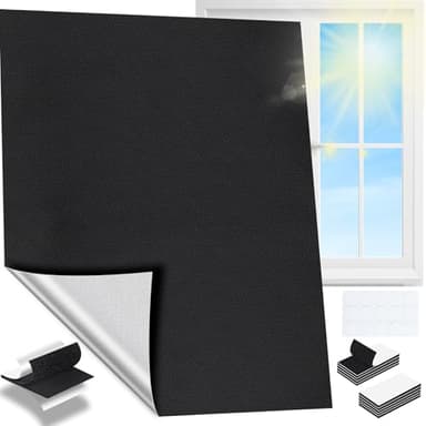 Fenster Verdunkelung - 100% Lichtblockierende Verdunklungsfolie Fenster mit Klett, Innen Sonnenschutz Fenster Abdunkeln, Ohne Bohren Hitzeschutz Verdunklungsstoff für Dachfenster,Reise,200x145cm