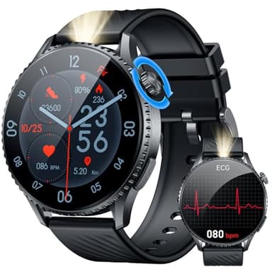 Smartwatch Herren mit Bluetooth Telefonfunktion Fitnessuhr: 1.56 "AMOLED Sportuhr EKG+HRV Smart Watch mit 24H Herzfrequenz Blutdruck Fitness Tracker IP67 Wasserdichte Uhren Kompatibel Android iOS