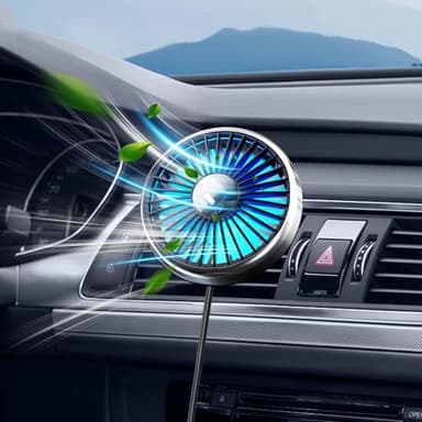 xuenair USB-Ventilator, um kalte Luft im Fahrzeug zu erhöhen, SUV, Van, Wohnmobil, Pickup-Truck, leistungsstarker tragbarer 3-Gang-Auto-Kühl-Clip-Ventilator mit buntem Licht, leiser bürstenloser