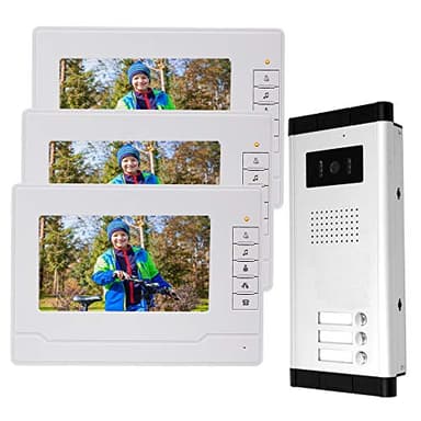 uoweky RFID Zutrittskontrollkamera-Gegensprechanlage verkabelt 7"Zoll-Monitor-Video-T¨¹rsprechanlage mit T¨¹rklingel f¨¹r 3 Apartments ¡­