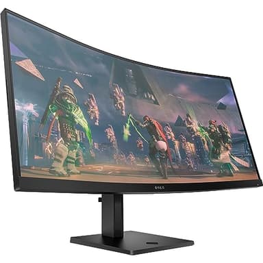 HP OMEN 34c Gaming Monitor - 34 Zoll Bildschirm, WQHD Display, 165Hz, AMD FreeSync Premium, 1 ms Reaktionszeit, 2x HDMI 2.0, Display Port 1.4, Audioausgang, curved, schwarz