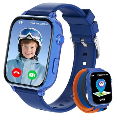 Smartwatch Kinder GPS und Telefon, 4G Uhr Kinder Smartwatch mit Videoanruf, Voice Chat, Schulmodus, WiFi, SOS, Kamera, Spiele, Wecker, Schrittzähler, Kinderuhr für Mädchen Jungen 4-12 Jahren, Blau