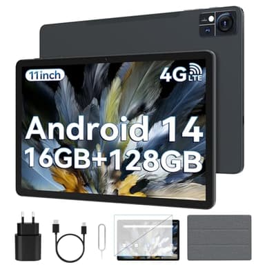 2025 Tablet 11 Zoll Android 14 | Dual 4G SIM 5G WiFi, 16GB RAM + 128GB ROM/1TB TF | Tablet Mit Schutzhülle | Octa-core Gaming Tablets | 13MP + 8MP | 7000mAh | 1280 x 800 | BT 5.0 | GMS | GPS | Grau