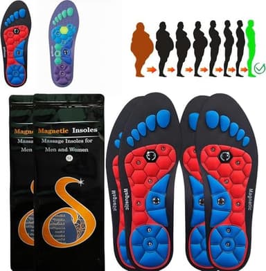 2 Paar Abnehmbare Magnetische Orthopädische Einlegesohlen, Akupressur Einlagen, Magic Insole, Ideale Schuheinlagen für Fußpflege & Bewegung (2pcs-schwarz, 40-43)