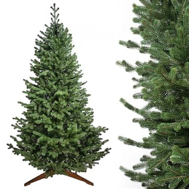 Evergreen Tree® Künstlicher Weihnachtsbaum 150 | 180 | 210 | 230 | 250 cm - Naturgetreue 100% Spritzguss Tannenbaum Künstlich mit Ständer aus Naturholz, Made in EU Christmas Tree