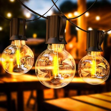Led Lichterkette Außen Strom, 18M Outdoor Lichterkette Glühbirnen mit 25+2 Warmweiße G40 Glühbirnen Plastik, IP44 Wasserdicht Lichterketten Innen Außen für Garten, Balkon, Party, Hochzeit, Terrasse