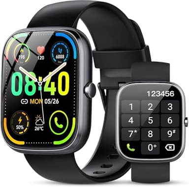 Smartwatch Herren Damen, 1,91"HD Touch Smart Watch mit Telefonfunktion, 115+Sportmodi Sportuhr, IP68 Fitness Tracker mit Herzfrequenz SpO2 Schlafmonitor Schrittzähler für Android iOS (Schwarz)