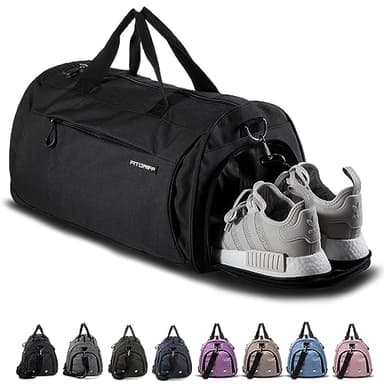 Fitgriff® Sporttasche & Reisetasche für Damen und Herren - mit Schuhfach & Nassfach - Tasche für Sport, Fitness & Reisen - Trainingstasche, Gym Bag (Black, 58 x 31 x 31 cm (Medium))