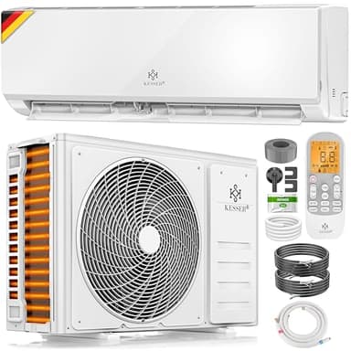 KESSER® Klimaanlage Set Split - mit WiFi/App Funktion Klimagerät - Kühlen A++/ Heizen A+ -12000 BTU/h (3.400 Watt) Kältemittel R32 - Fernbedienung, Timerfunktion - Inkl. komplettem Montagematerial