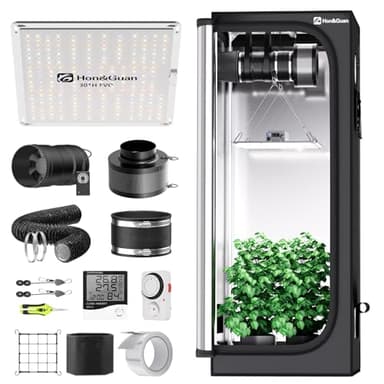 Hon&Guan Growzelt Komplettset mit HG1000 LED Grow Lampe 60x60x160cm Grow Tent 150mm Rohrventilator Aktivkohlefilter Belüftungssystem, Grow Zelt Komplettset Hydroponics Indoor Grow Set