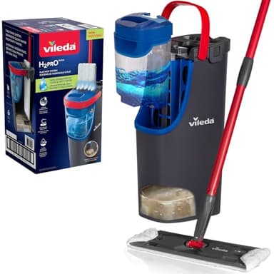 Vileda H2PrO Bodenwischer Set mit Eimer| 100% Trennung von Frisch- und Schmutzwasser | Hygienisches Reinigungssystem mit Mikrofaser | Wassersparend, ergonomisch | Einhandbedienung | Eco-Verpackung