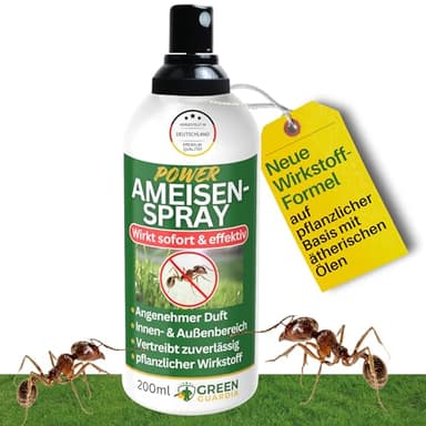 GREEN GUARDIA Ameisen Abwehrspray – Sprühfertiges Konzentrat mit pflanzlichen Ölen | 200 ml für Innen & Außen | gegen Ameisenstraßen, Nester, Terrassen