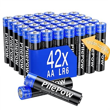 Batterien-AA Alkaline, Perfomant, 42 Stück AA-batterien, 1,5 Volt LR6, [Upgrade-Version] Einwegbatterien für Spielzeug, Wecker, tragbare Fernbedienung und andere Alltagsgeräte