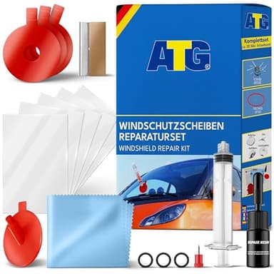 ATG® Steinschlag Reparaturset Windschutzscheibe - Universelles Auto Glas Reparatur Set - Professionelles Windschutzscheibe Reparaturset - Schnell & einfach - Praktisches Steinschlag Reparatur Set