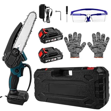 6 Zoll Mini Kettensäge Elektro,Handkettensäge Akku mit Sicherheitsschloss Handkettensäge Akku für Gartenscheren Astschere Holzschneidenz,Holz,Äste & Garten