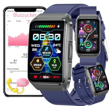 Fohatu Neu 𝐛𝐥𝐮𝐭𝐳𝐮𝐜𝐤𝐞𝐫 Smartwatch 𝐛𝐥𝐮𝐭𝐳𝐮𝐜𝐤𝐞𝐫𝐦𝐞𝐬𝐬𝐮𝐧𝐠 EKG 𝐃𝐢𝐚𝐛𝐞𝐭𝐞𝐬 Smartwatch Mit Bluetooth-Anrufe Fitness Tracker Mit Blutfette Harnsäure Blutdruck