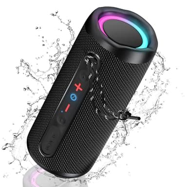 KingSom Bluetooth Lautsprecher mit Licht, Musikbox Tragbarer Bluetooth 5.3 Box mit Verstärkter Bass,Wasserdicht Musikbox Bluetooth mit 24h Akku,Tragbarer Bluetooth Lautsprecher für Draußen, Reisen